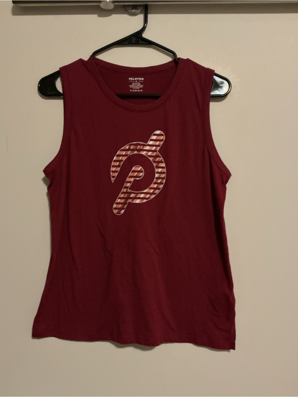 Peloton Women's Deep Red Striped Logo Muscle Tank